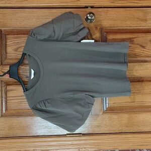 Darling Time and Tru Olive Puff Sleeve Blouse NWT XL